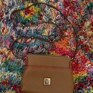Dooney & Bourke Brown Leather Crossbody Bag with Metallic Detail